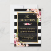 Oude bloemige wikkelstrepen trouwreceptie kaart (Voorkant)