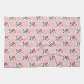 Oude Bloemige Wilde Rozen Roze Gestreepte Theedoek (Horizontaal)