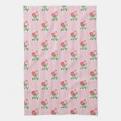 Oude Bloemige Wilde Rozen Roze Gestreepte Theedoek (Verticaal)
