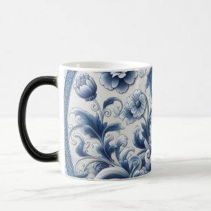 Oude bloemkeramiek mok   Blue & White Botanica