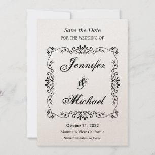 Oude Bloemmotief Bewaar de Datum Trouwkaart Save The Date
