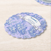Oude bloemmotief blauwe paarse toile de jouy kartonnen onderzetters (Gekanteld)