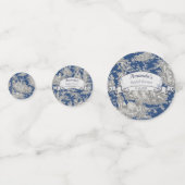 Oude bloemmotief donkerblauwe toile de jouy douche confetti (Voorkanten)