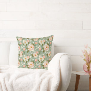 Oude Bloemmotief Elegante Cottagecore Worp Kussen