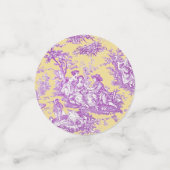 Oude bloemmotief gele paarse toile de jouy confetti (Kleine voorkant)