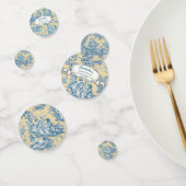 Oude bloemmotief gele turquoise toile de jouy confetti (Groep)