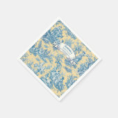 Oude bloemmotief gele turquoise toile de jouy servet (Hoek)