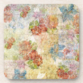 Oude bloemmotief met distressed-effect bier onderzetter (Voorkant)
