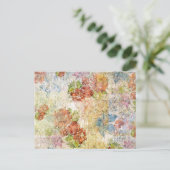 Oude bloemmotief met distressed-effect briefkaart (Staand voorkant)