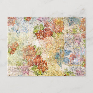 Oude bloemmotief met distressed-effect briefkaart