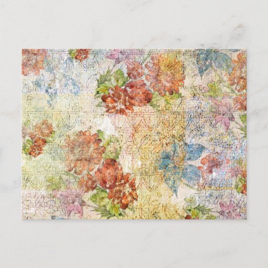 Oude bloemmotief met distressed-effect briefkaart (Voorkant)