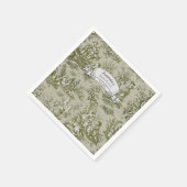 Oude bloemmotief olijfgroene toile de jouy douche servet (Hoek)