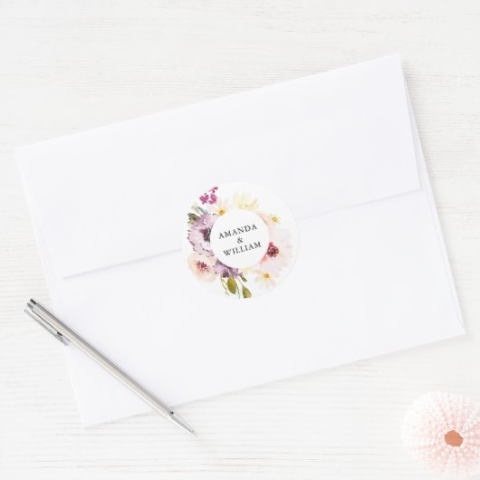 Oude bloemmotief ronde sticker (Envelop)