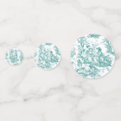 Oude bloemmotief turquoise toile de jouy confetti (Achterkanten)