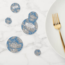 Oude bloemmotief turquoise toile de jouy douchegor confetti