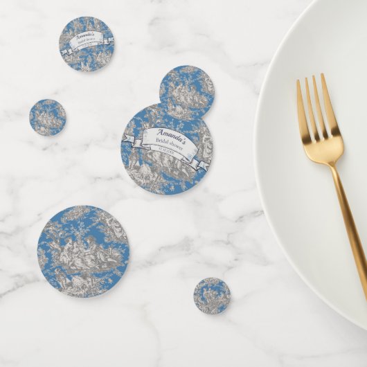 Oude bloemmotief turquoise toile de jouy douchegor confetti (Groep)