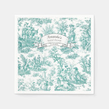 Oude bloemmotief turquoise toile de jouy