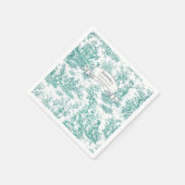 Oude bloemmotief turquoise toile de jouy servet (Hoek)