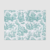 Oude bloemmotief turquoise toile de jouy tissuepapier (Voorkant)