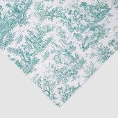 Oude bloemmotief turquoise toile de jouy tissuepapier (Detail)