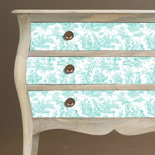 Oude bloemmotief turquoise toile de jouy tissuepapier