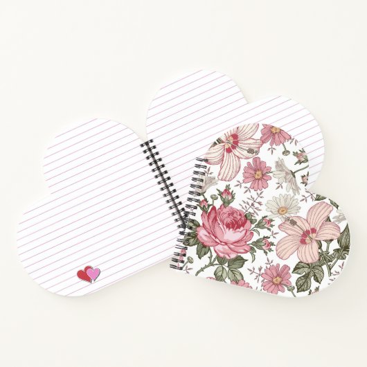 Oude bloempatroon met rozen notitieboek (Binnen)