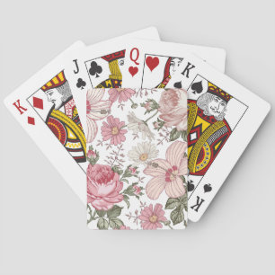 Oude bloempatroon met rozen pokerkaarten