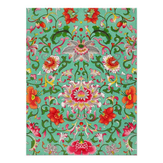 Oude bloempatroon, stijl van William Morris, Perfect Poster (Voorkant)