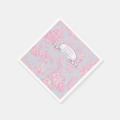 Oude bloemrijke blauwe roze toile de jouy douche servet (Hoek)