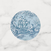 Oude bloemrijke blauwe turkoois toile de jouy confetti (Kleine voorkant)