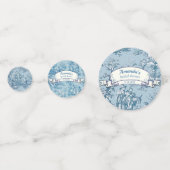 Oude bloemrijke blauwe turkooise toile de jouy confetti (Voorkanten)