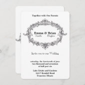 Oude Bloemrijke Bruiloft Kader Kaart (Voorkant / Achterkant)