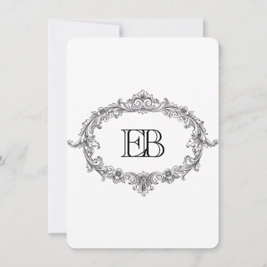 Oude Bloemrijke Bruiloft Kader Kaart (Achterkant)