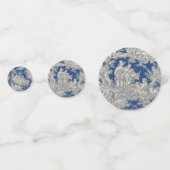 Oude bloemrijke donkerblauwe toile de jouy douche confetti (Achterkanten)