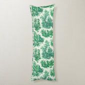 Oude bloemrijke groene toile jouy lichaamskussen (Achterkant (Verticaal))