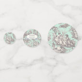 Oude bloemrijke mintgrijze toile de jouy confetti (Voorkanten)