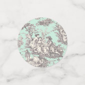 Oude bloemrijke mintgrijze toile de jouy confetti (Kleine voorkant)