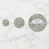 Oude bloemrijke olijfgroene toile de jouy douche confetti (Achterkanten)