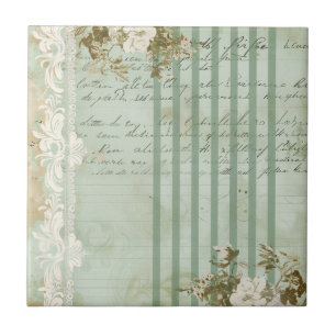 Oude bloemrijke scriptstreep tegeltje