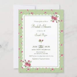 Oude Bloemrozen Roze Groene Gestreepte Aangepaste  Kaart