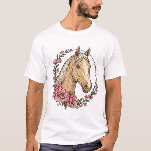 Oude bloemschilderij van een paard vectorontwerp t-shirt