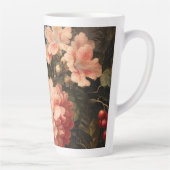 Oude bloemstilleven met rode en witte bloei latte mok (Rechts)