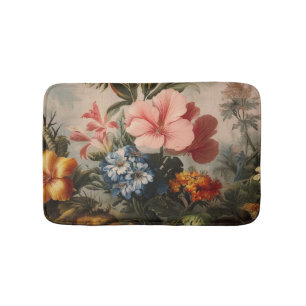 Oude bloemstilleven met tropische bloemen badmat