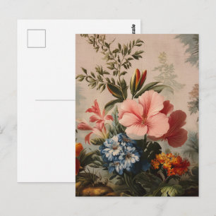 Oude bloemstilleven met tropische bloemen briefkaart