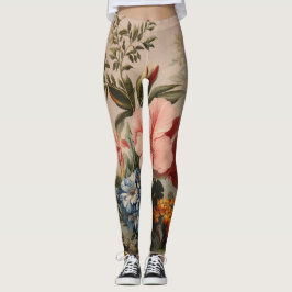 Oude bloemstilleven met tropische bloemen leggings