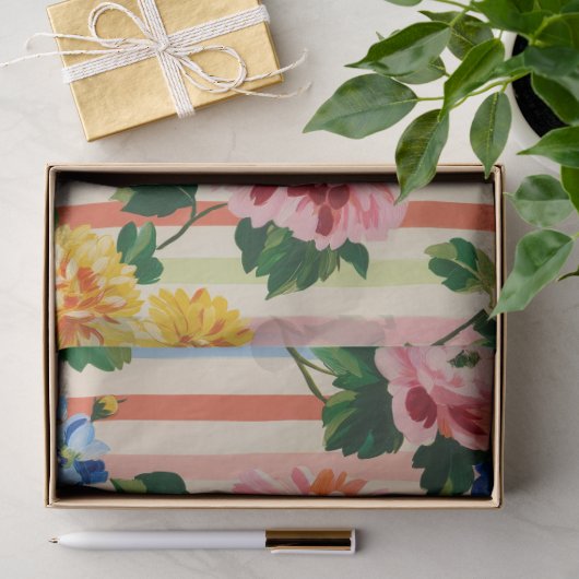 Oude Bloemstreep Tissuepapier (Geschenk)