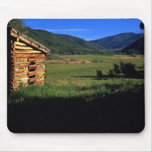 Oude blokhut-boerderij bij Park City, Utah. (P.R.) Muismat