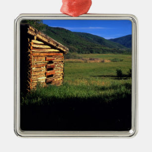 Oude blokhut-boerderij nabij Park City, Utah. (P.R Metalen Ornament