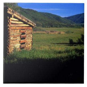 Oude blokhut nabij Park City, Utah. (P.R.) Tegeltje