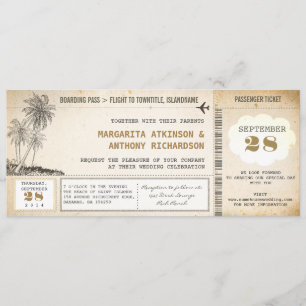 Oude Boarding Pass Vlucht bruiloft uitnodigingen
